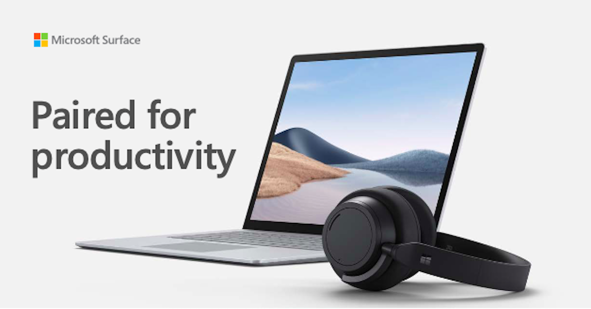 Surface Laptop 4 with Headphones 2+:  Paired for productivity