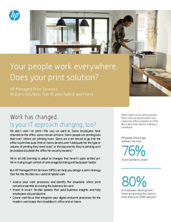 HP Managed Print Services Designs Solutions that Fit Your Hybrid Workforce