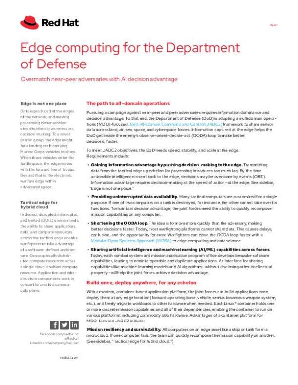 Edge Computing for the Department of Defense