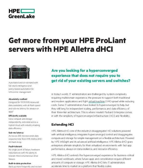 Get more from your HPE ProLiant servers with HPE Alletra dHCI