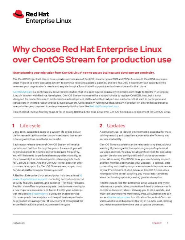 Why choose Red Hat Enterprise Linux over CentOS Stream for production use