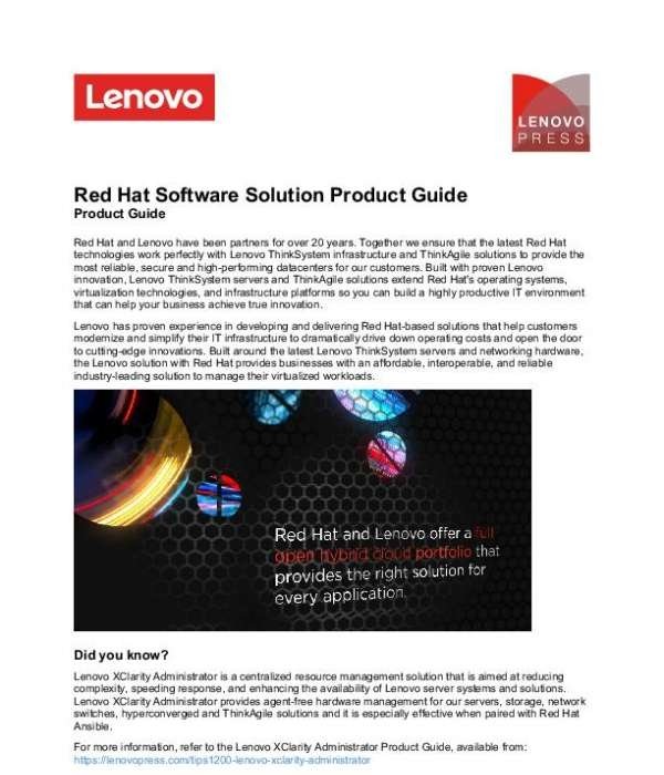 Red Hat Software Solution Product Guide