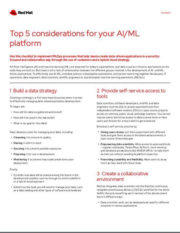 Top 5 considerations for your AI/ML platform
