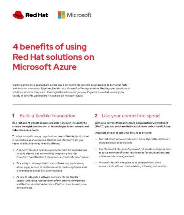 4 benefits of using Red Hat solutions on Microsoft Azure