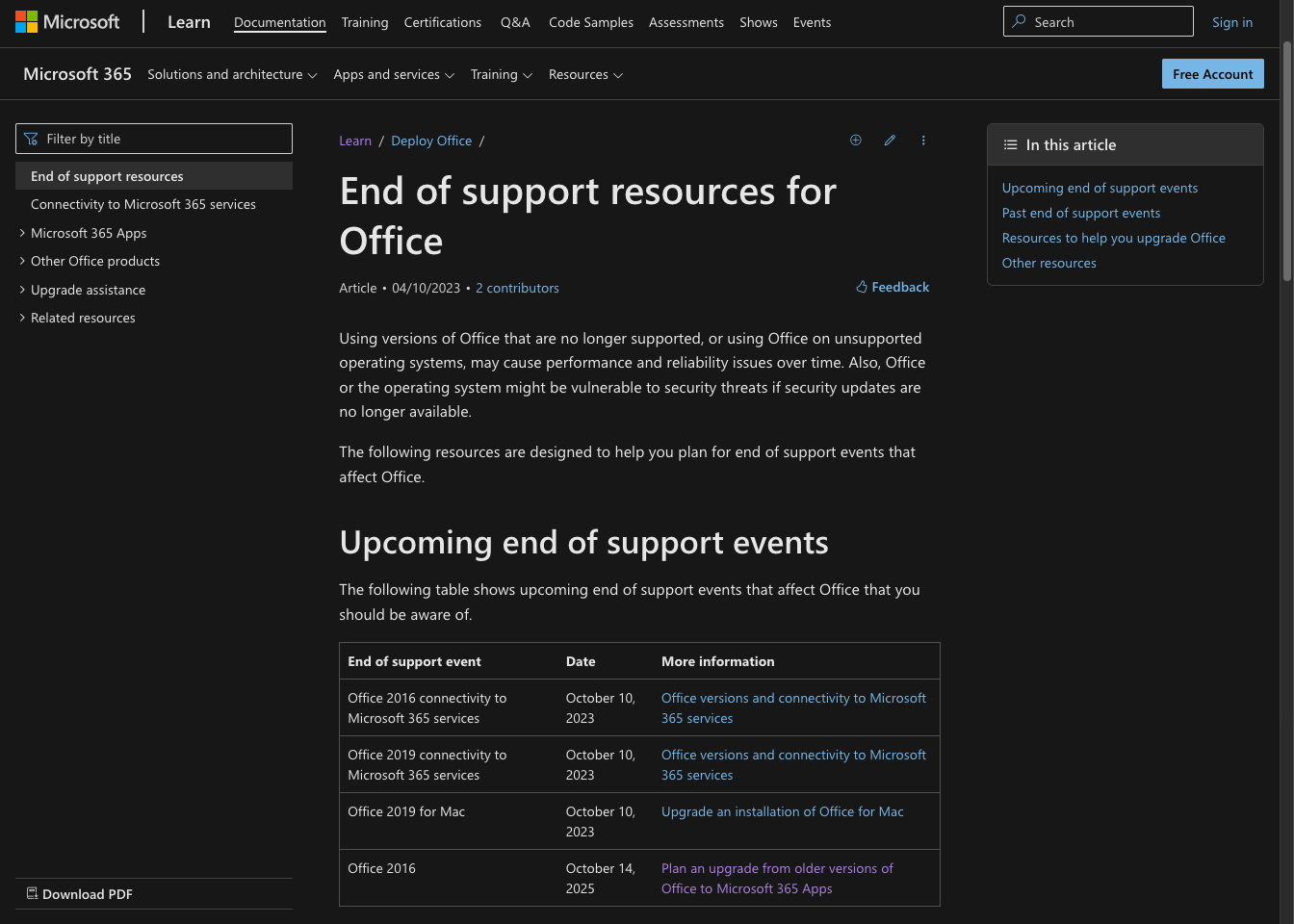 End of Support Resources for Office