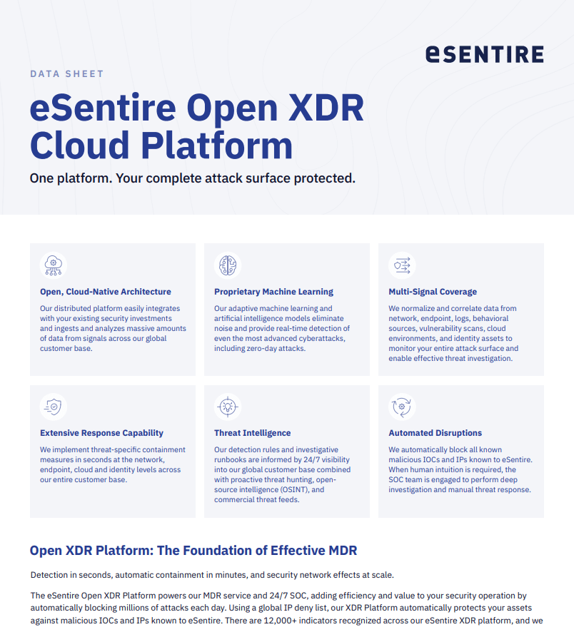 eSentire Open XDR Cloud Platform