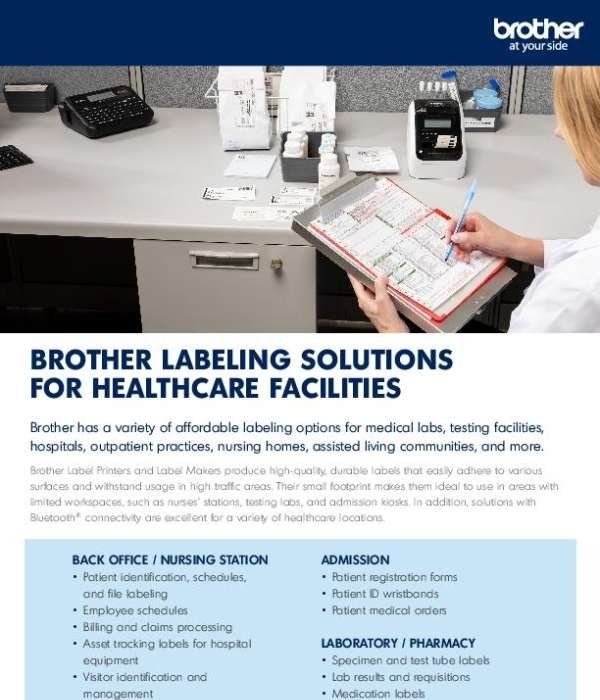 Brother Labeling Solutions for Healthcare Facilities