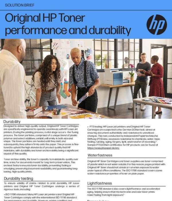Original HP Toner performance and durability