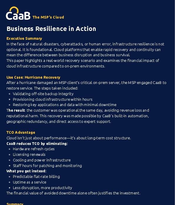 Business Resilience in Action with CaaB