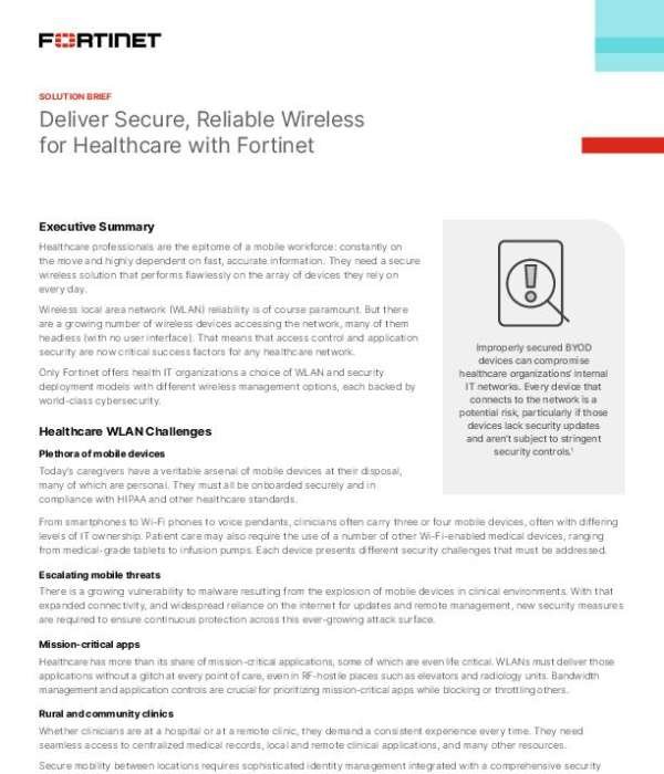 Deliver Secure, Reliable Wireless Access for Healthcare with Fortinet