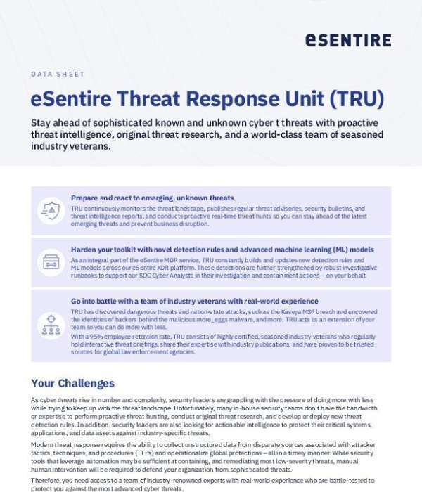 eSentire Threat Response Unit (TRU)