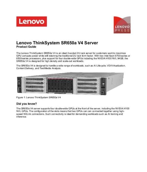 Lenovo ThinkSystem SR650a V4 Server