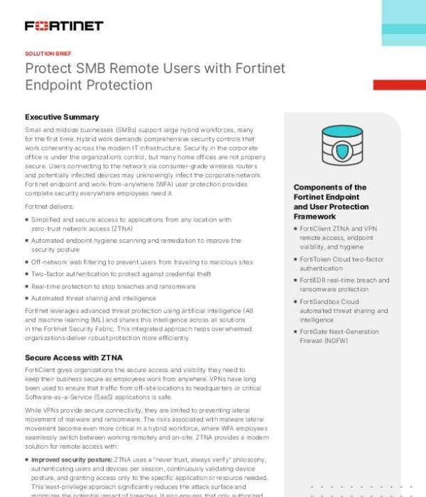 Protect SMB Remote Users with Fortinet Endpoint Protection