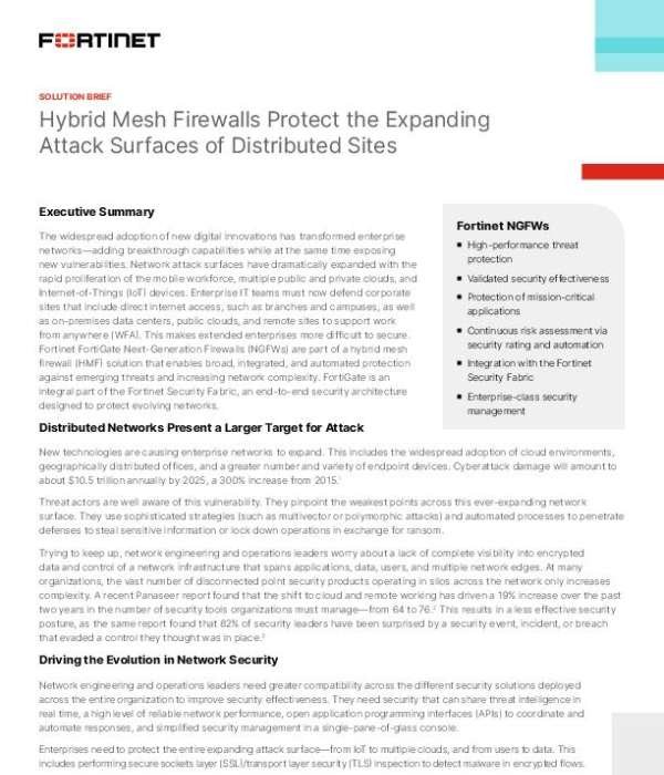 Hybrid Mesh Firewalls Protect the Expanding Attack Surface of Distributed Sites