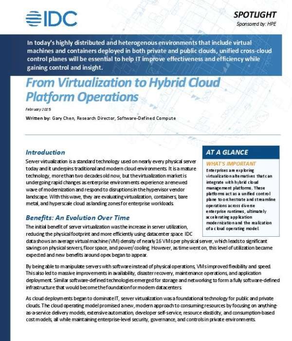 IDC Spotlight Paper: From Virtualization to Hybrid Cloud Platform Operations